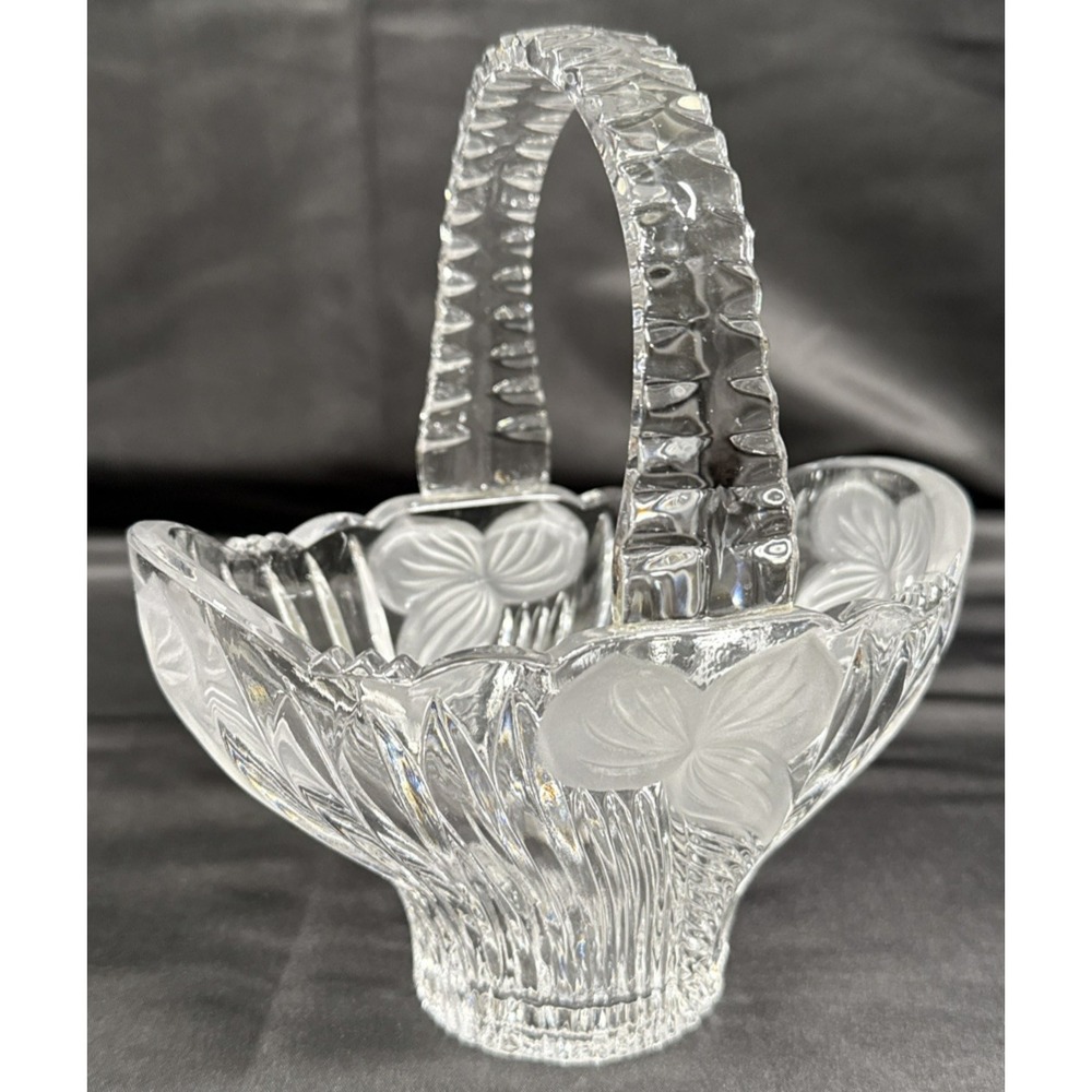 Princess House Crystal Basket Vintage Clear 24% Lead Floral Germany